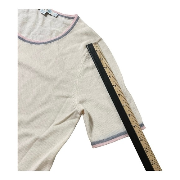 Boden Wool Sweater Womens Short Sleeve Pink Gray Minimalist Classic Top US 8 - Picture 11 of 14